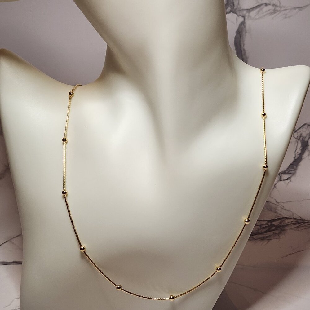 Gold Tone 925 Silver Bead Ball Necklace